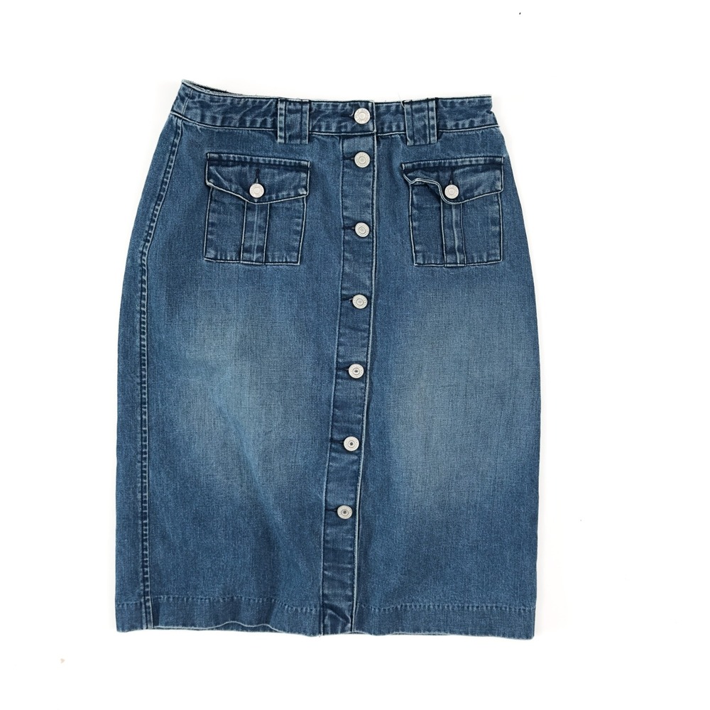 Y2K GAP Jeans Button-Front Denim Skirt | Utility Pockets |‎ Size 2